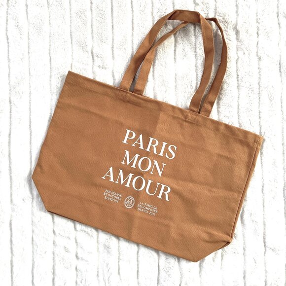 NEW Sezane Paris Mon Amour Tote (Cafe) - Picture 1 of 8
